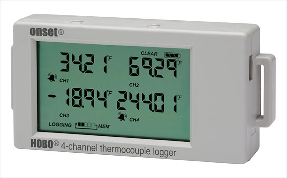 HOBO新款4通道外接热电偶/温度探头LCD温度记录仪UX120-014M